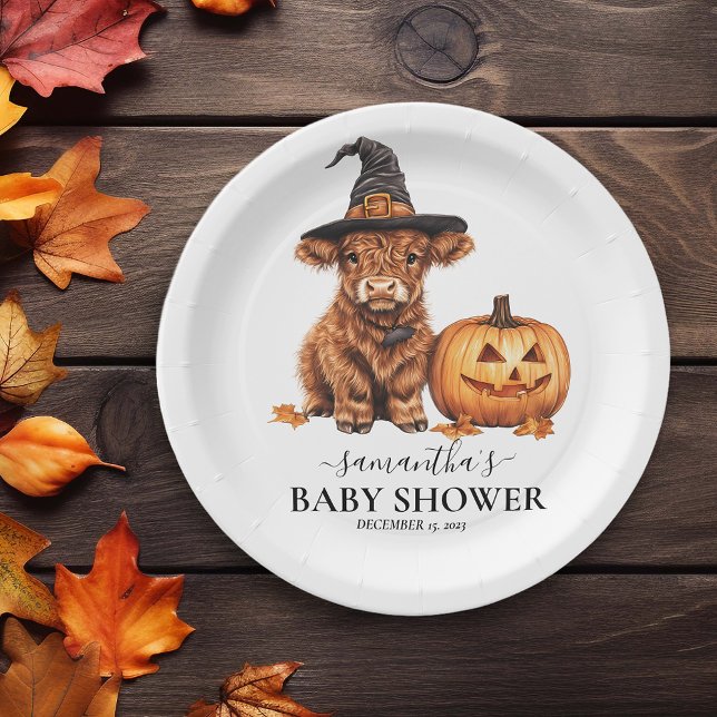Plato De Papel Highland Cow Calf Baby Shower Halloween Witch (Subido por el creador)