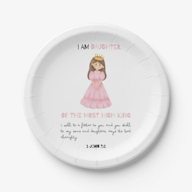 Plato De Papel Hija acuarela Del Niño Rey Primer Cumpleaños (Anverso)
