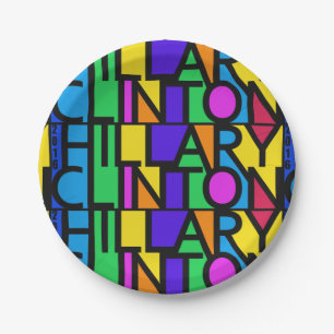 Plato De Papel Hillary Clinton colorida 2016 placas de papel