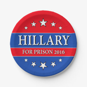 PLATO DE PAPEL "HILLARY PARA LA PRISIÓN 2016 "