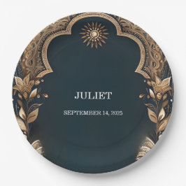 Plato De Papel Hindi Henna Mehndi Ducha de novias al estilo indio