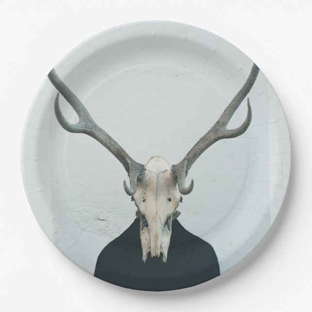 Plato De Papel Hip Antler Skull (Anverso)