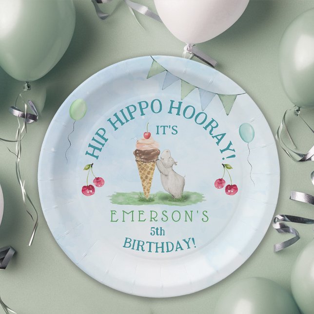 Plato De Papel Hip Hippo Hooray Birthday Party (Hip Hippo Hooray Kids Birthday  Party Paper Plates)
