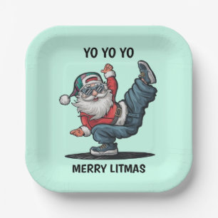 Plato De Papel Hip Hop Santa Claus