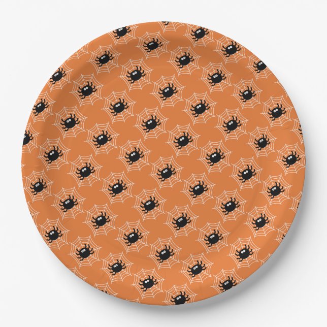 Plato De Papel Hip Spooky Crawly spiders Halloween (Anverso)