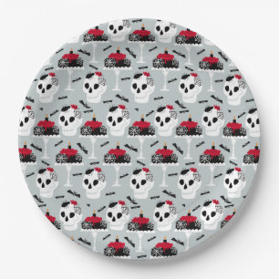 Plato De Papel Hip Spooky Crawy spiders Skull Cakes Halloween