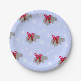 Plato De Papel Hipopótamo de Navidad