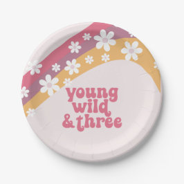Plato De Papel hippie Daisy Young Wild y tres cumpleaños