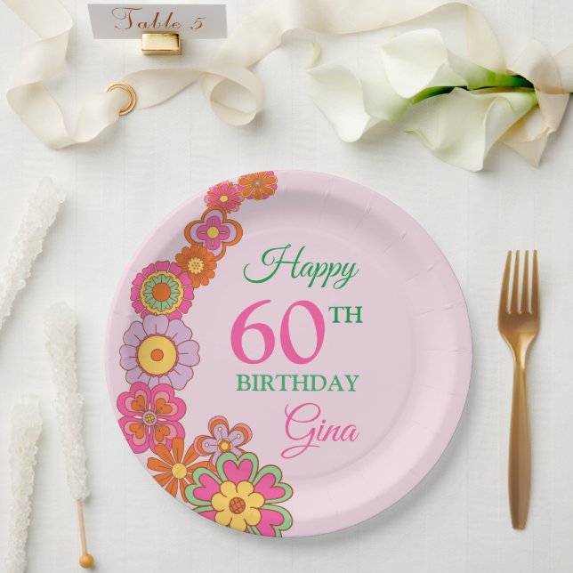 Plato De Papel Hippie Groovy Retro 60 (Boda)