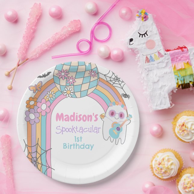 Plato De Papel Hippie Halloween  (Fiesta)