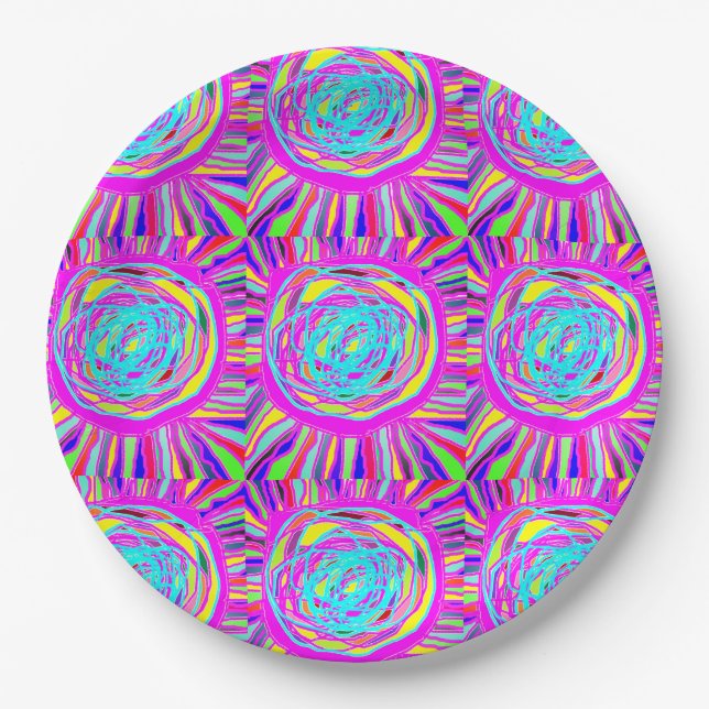 Plato De Papel Hippie Retro chill out absract art (Anverso)