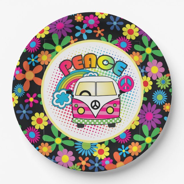 Plato De Papel Hippy pacífico (Anverso)