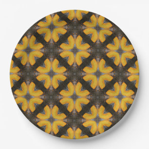 Plato De Papel Hipster amarillo y negro moderno