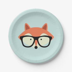 Plato De Papel Hipster Red Fox
