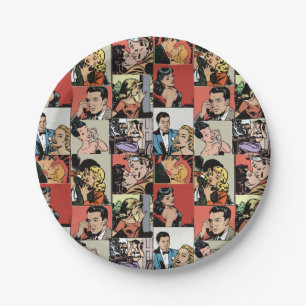 Plato De Papel Historia de amor retro vintage