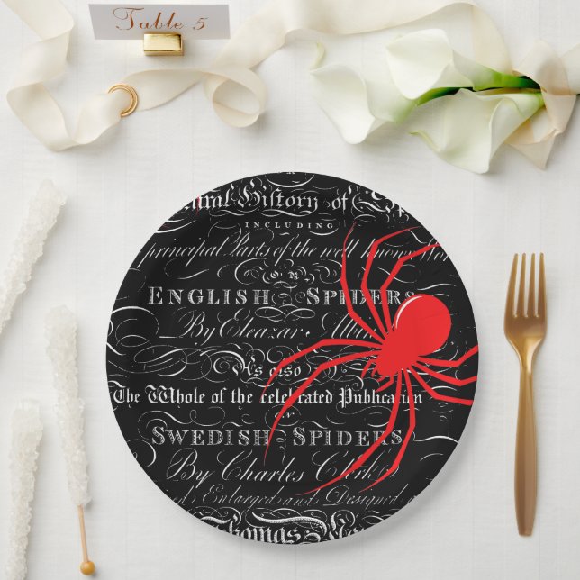 Plato De Papel Historia natural Título Página Spiders Calligraphy (Boda)