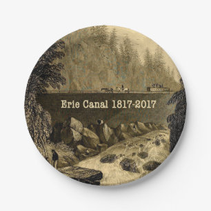 Plato De Papel Histórico Canal Erie Bicentenario Años