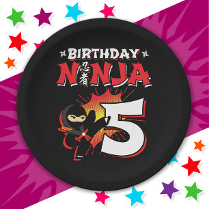 Plato De Papel Historieta de 5 años estilo Ninja 5º cumpleaños