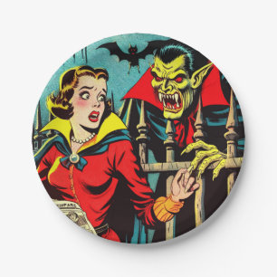 Plato De Papel Historietas de vampiros de terror retro