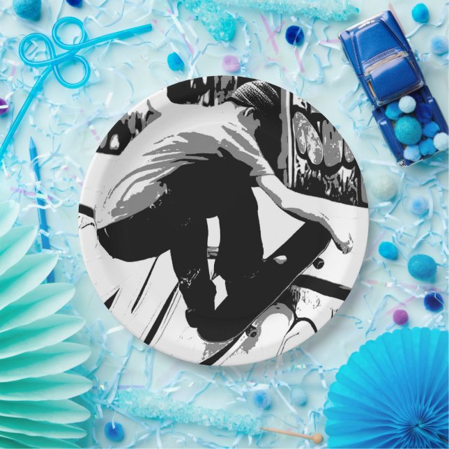 Plato De Papel Hitting the Ramp - Skateboarder (Fiesta)