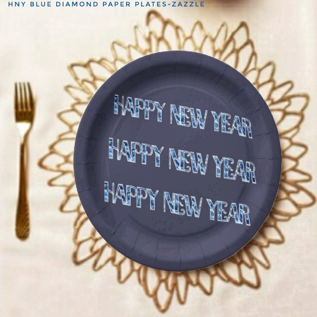 Plato De Papel HNY-Blue Diamond (Subido por el creador)