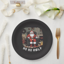 Plato De Papel HO HO HELP HOARDER placa de papel SANTA