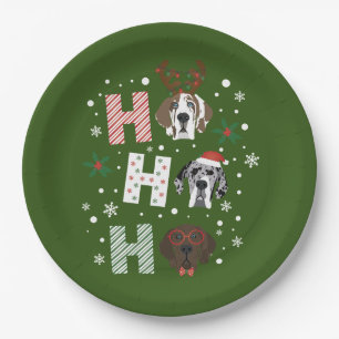Plato De Papel Ho Ho Ho Ho Great Dane Feliz Navidad