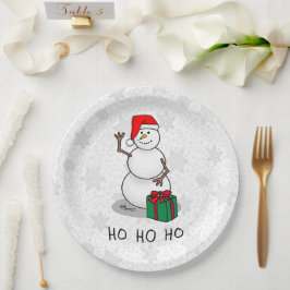 Plato De Papel Ho Ho Ho Ho Ho Feliz Navidad Santa Cute Snowman