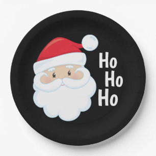 Plato De Papel Ho Ho Ho Ho Santa Face Navidades vacaciones Red Wh