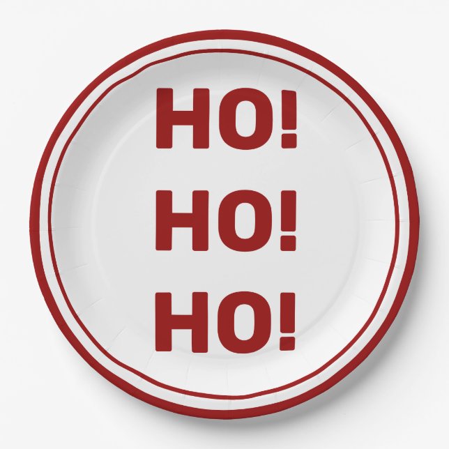 Plato De Papel ¡HO Ho HO! Navidades de vacaciones rojas blancas (Anverso)
