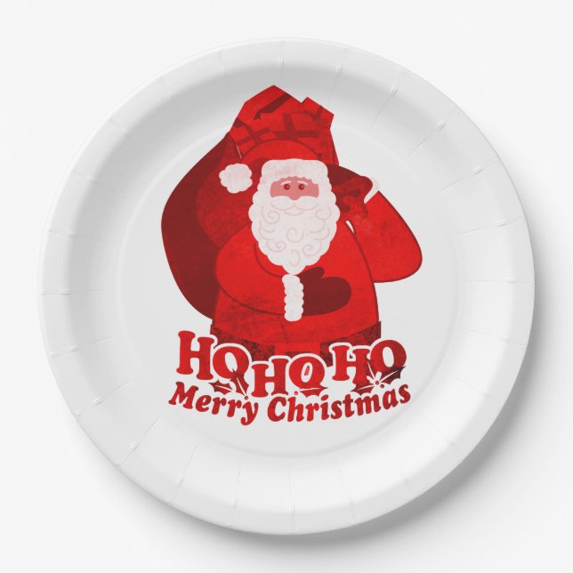 Plato De Papel Ho ho ho Navidades fiesta Santa placa (Anverso)