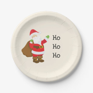 Plato De Papel Ho Ho Ho Santa Claus