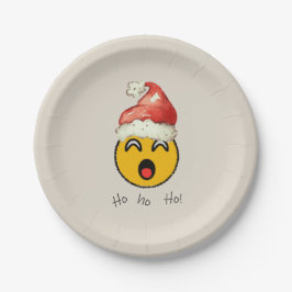Plato De Papel Ho Ho Ho smiley santa