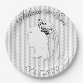 Plato De Papel Hochzeit Streifen & Punkte Namen personalisieren
