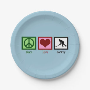 Plato De Papel Hockey hierba del amor de la paz