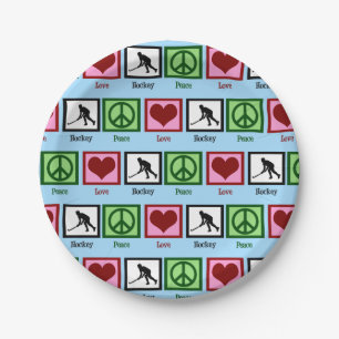Plato De Papel Hockey hierba del amor de la paz