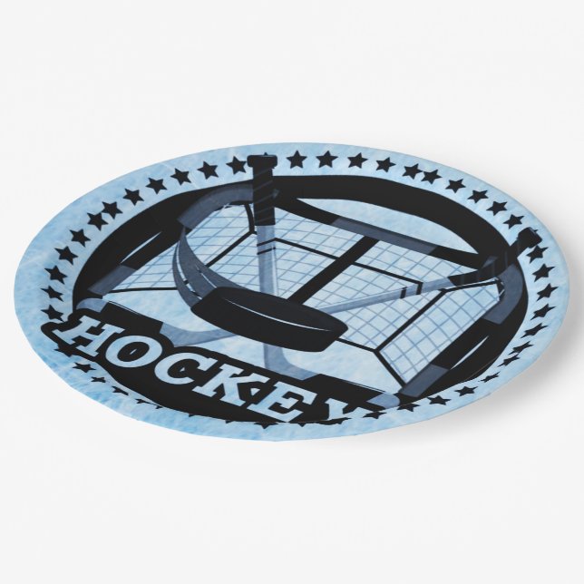 Plato De Papel Hockey sobre hielo azul (Angular)