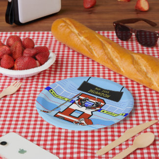 Plato De Papel Hockey sobre hielo B inicial personalizado