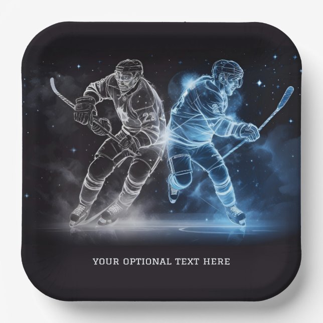 Plato De Papel Hockey sobre hielo personalizado Text (Anverso)