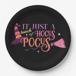 Plato De Papel Hocus de bruja Pastel Pocus Halloween Gorra Brooms