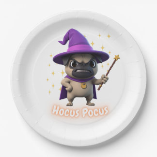 Plato De Papel Hocus Pocus Cute Halloween Papel de pug Placa