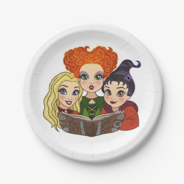 Plato De Papel Hocus pocus Sisters Placa de papel (Anverso)