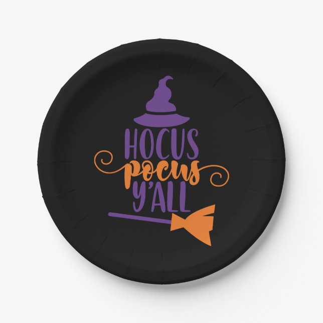 Plato De Papel Hocus Pocus Y'all Fun Halloween, Fiesta (Anverso)