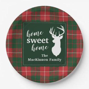 Plato De Papel Hogar Dulce Navidad Tartán MacKinnon Familia