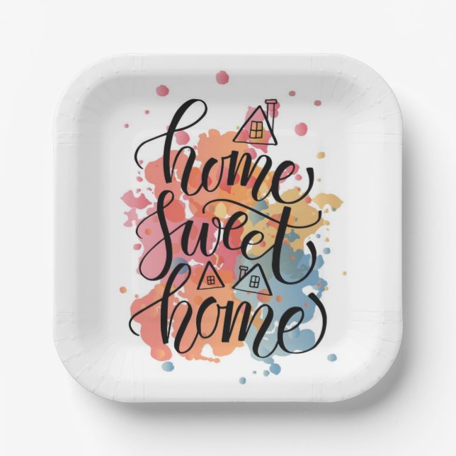 Plato De Papel Hogar Sweet Home Plate (Anverso)