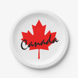 Plato De Papel Hoja de Arce Rojo de Canadá
