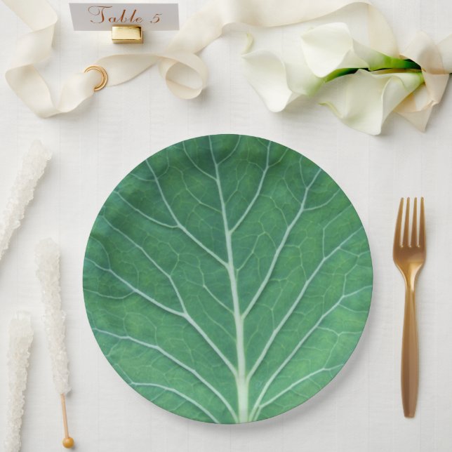 Plato De Papel Hoja de col verde 0933 (Boda)