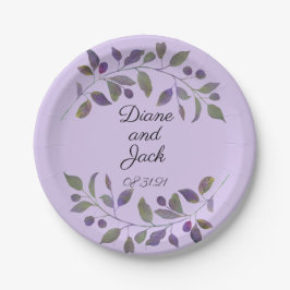 Plato De Papel Hoja de color morado Boda