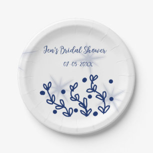 Plato De Papel hoja de estrellas azules lujo real ducha de novia