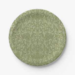 Plato De Papel Hoja del biloba del Ginkgo en verde del aguacate